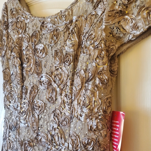 NWT Alex Evenings Champagne Rosette Size 12 Wedding Formal never worn - Picture 2 of 5